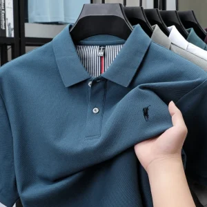 Designer brand 100% pure cotton short sleeve polo shirt 2026 summer fashion Paul Pony embroidered men's lapel tops golf T-shirt