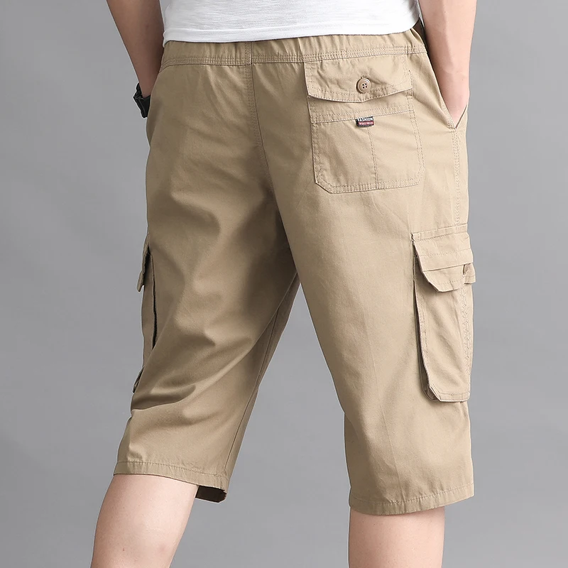 Mens Streetwear Casual Shorts Fashion Loose Straight Cargo Shorts Below Knee Cotton Joggers Shorts Man Cropped Pants - Image 3