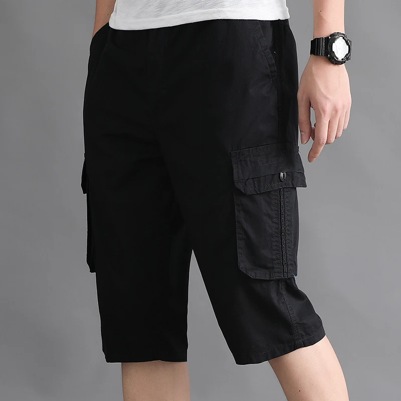 Mens Streetwear Casual Shorts Fashion Loose Straight Cargo Shorts Below Knee Cotton Joggers Shorts Man Cropped Pants - Image 5
