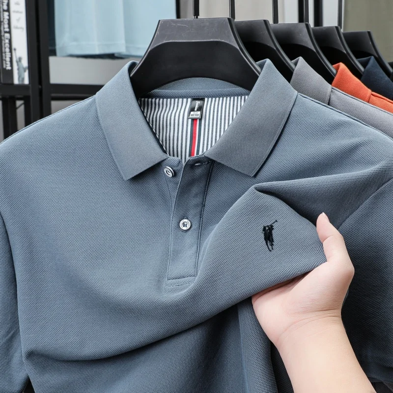 100% pure cotton short sleeved polo shirt high-end luxury brand fashion Paul Pony embroidery golf men's business casual T-shirt - Image 3