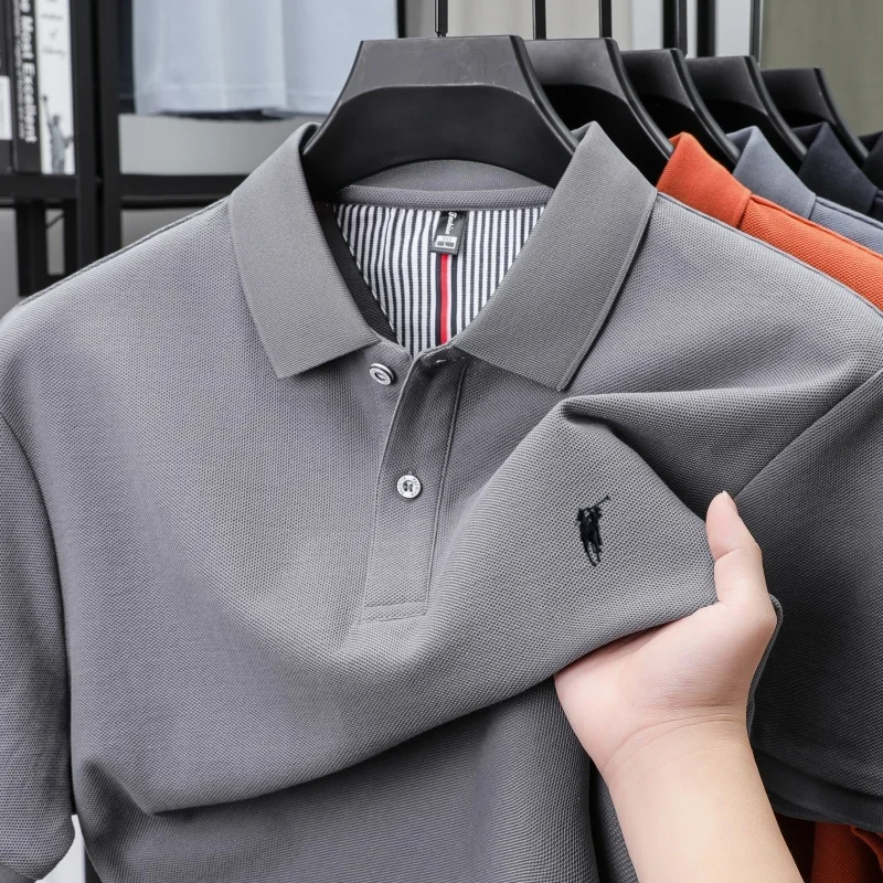 100% pure cotton short sleeved polo shirt high-end luxury brand fashion Paul Pony embroidery golf men's business casual T-shirt - Image 2