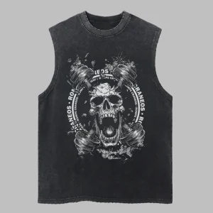 man Retro 100%Cotton Washed Vest GYM exercise Tank Top devil Y2k trend Tops Quick - Dry exercise Sleeveless streetwear Singlets