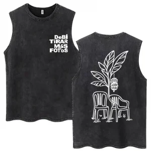 Rapper Bad Bunny Debi Tirar Mas Fotos DTMF Washed Tank Tops 90s Vintage Hip Hop Sleeveless T Shirt Men Women Cotton Loose Vests