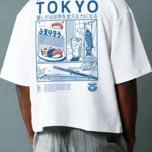 Tokyo Street Food & Sword: Urban Japanese Style Graphic T-Shirt