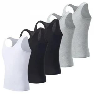 5-piece European and American Size MEN'S Cotton-based Simple Joker Vest plus Size Fitness Sleeveless T