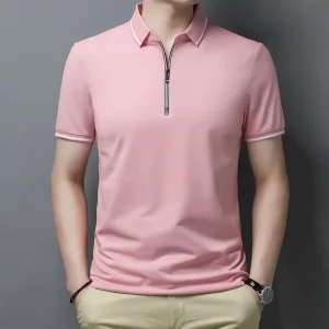New Men's Casual and Fashionable Solid Color Short Sleeved Polo Shirt