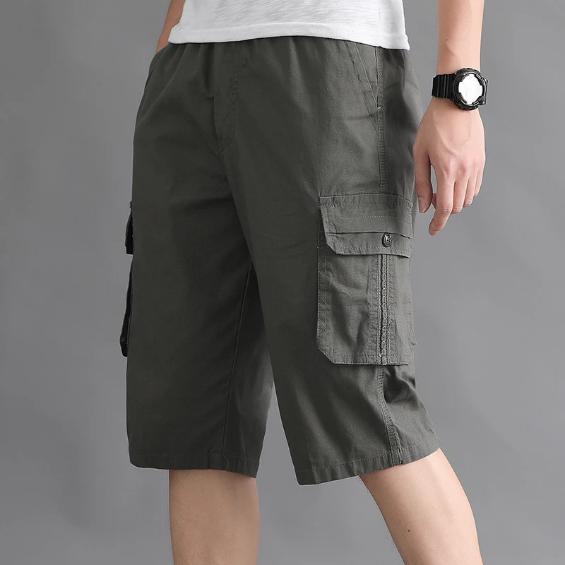 Mens Streetwear Casual Shorts Fashion Loose Straight Cargo Shorts Below Knee Cotton Joggers Shorts Man Cropped Pants - Image 6