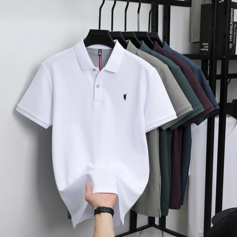 100% pure cotton short sleeved polo shirt high-end luxury brand fashion Paul Pony embroidery golf men's business casual T-shirt - Image 5