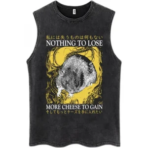 Nothing To Lose Japanese Rat Print Wash Tank Tops Men Women Hip Hop Harajuku Sleeveless T Shirts Loose Casual Cotton Streetwear