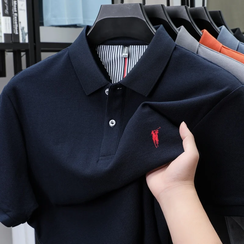 100% pure cotton short sleeved polo shirt high-end luxury brand fashion Paul Pony embroidery golf men's business casual T-shirt - Image 4