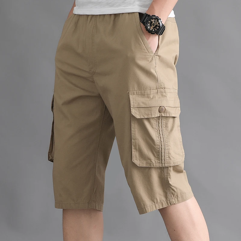 Mens Streetwear Casual Shorts Fashion Loose Straight Cargo Shorts Below Knee Cotton Joggers Shorts Man Cropped Pants - Image 4