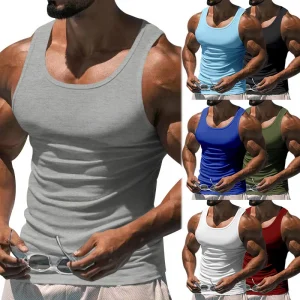 Summer Men's Fitness Training Back Shirt Cool and Breathable Sleeveless Lightweight Quick-Drying Solid Color Multiple Styles