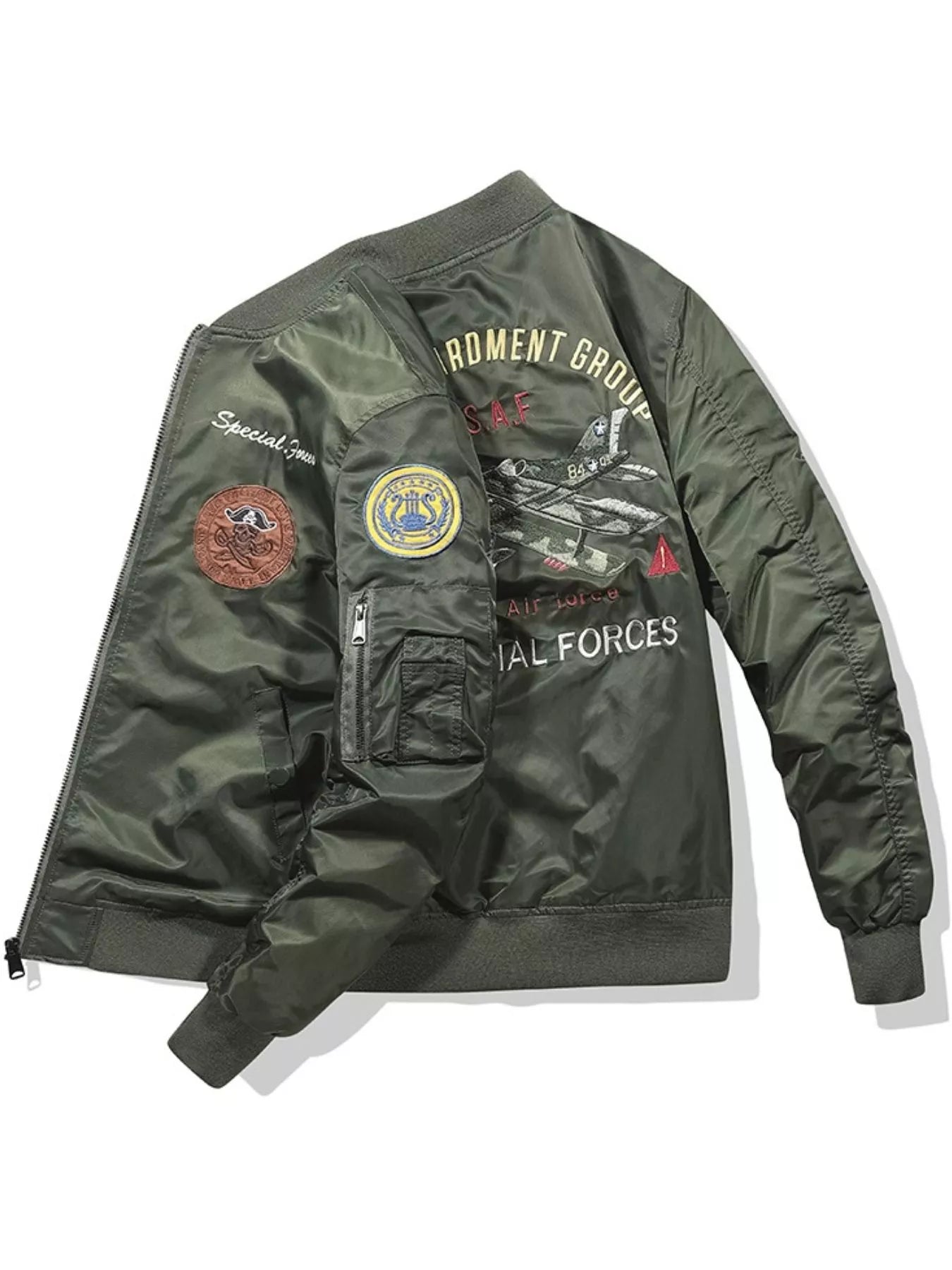 Men's Plus Size Zip Up Bomber Jacket - Image 2