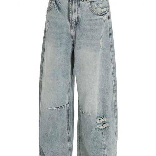 Men's Washed Distressed Curved Jeans