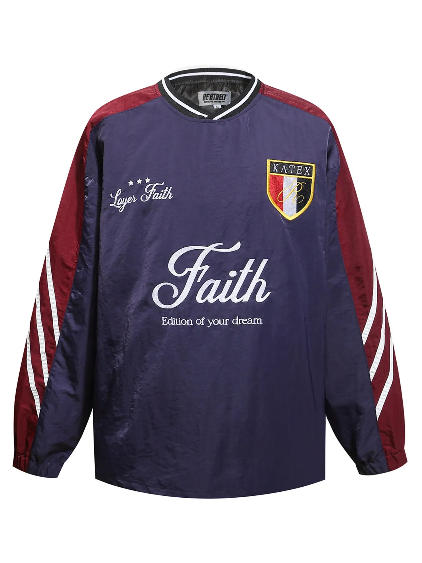 Men's Contrast Pullover Windbreaker with Embroidered Detail
