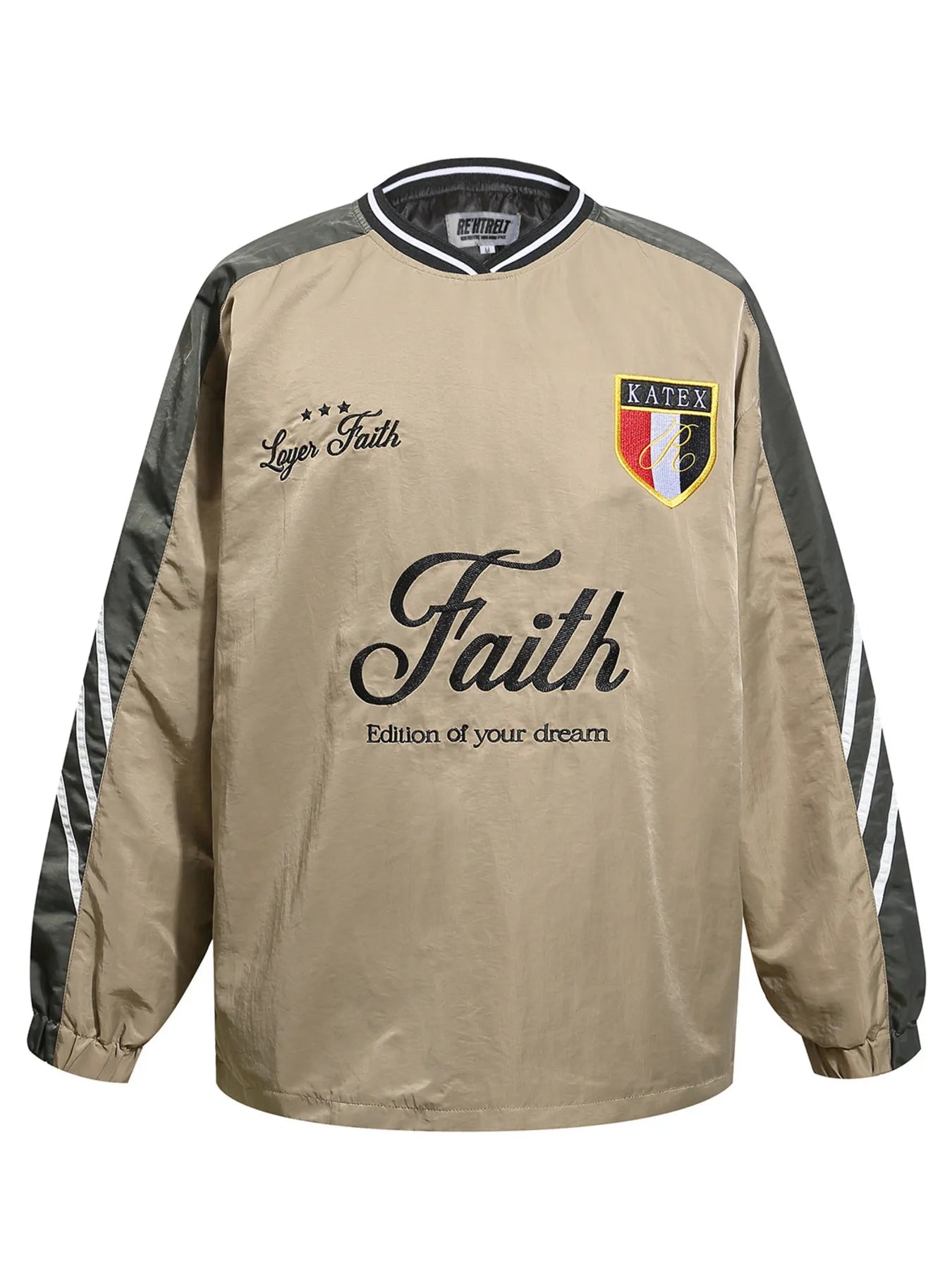 Men's Contrast Pullover Windbreaker with Embroidered Detail - Image 2