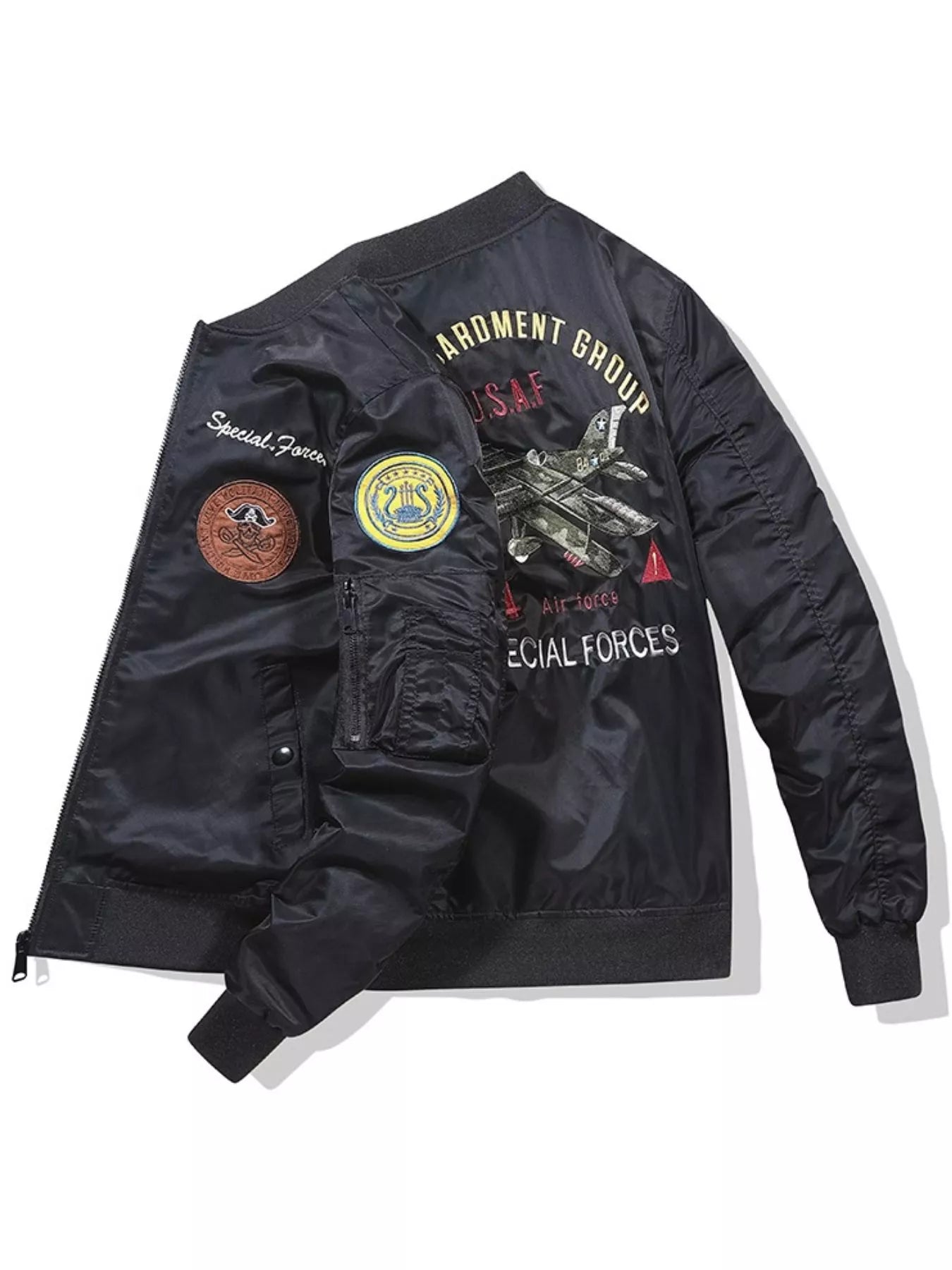 Men's Plus Size Zip Up Bomber Jacket - Image 4
