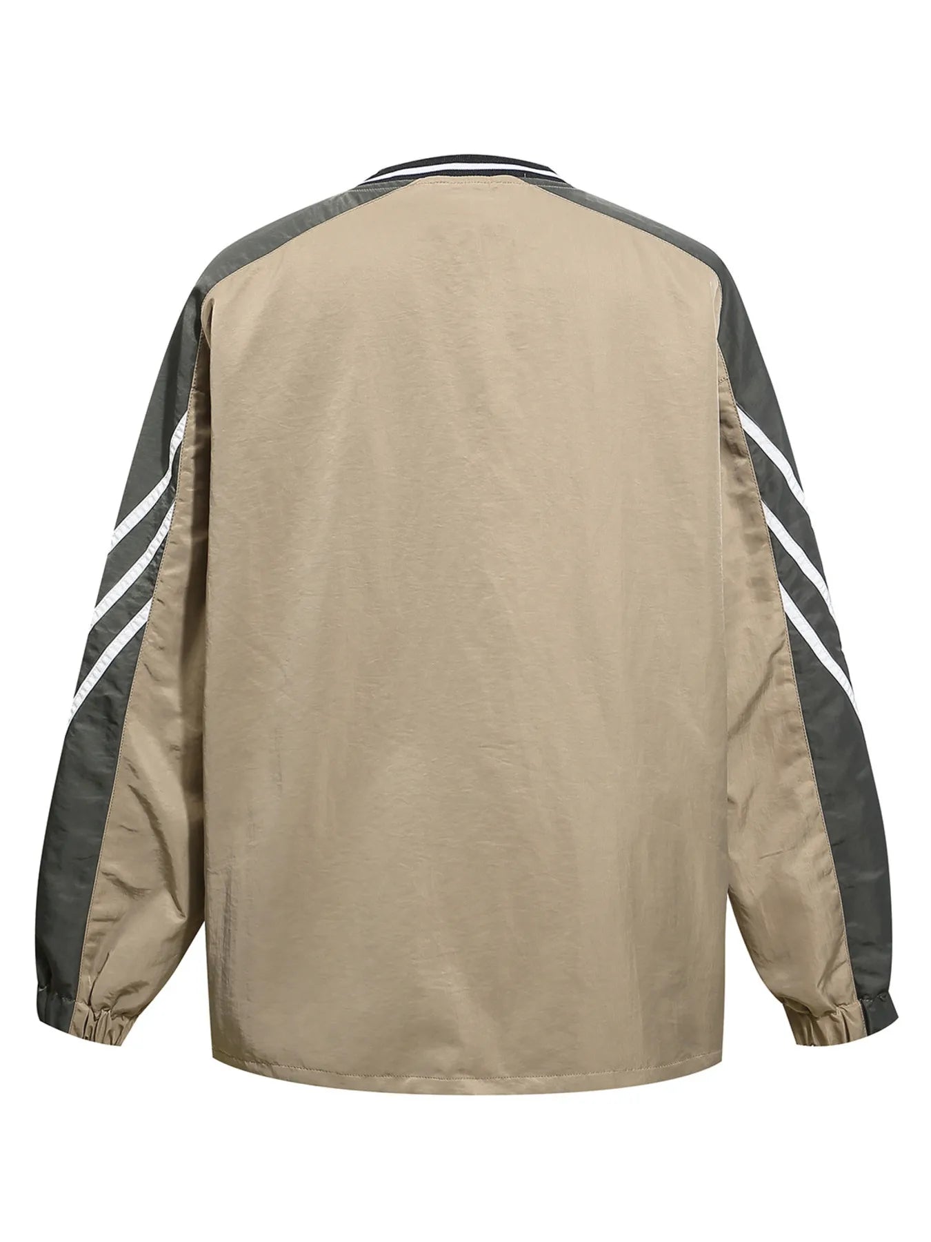 Men's Contrast Pullover Windbreaker with Embroidered Detail - Image 3