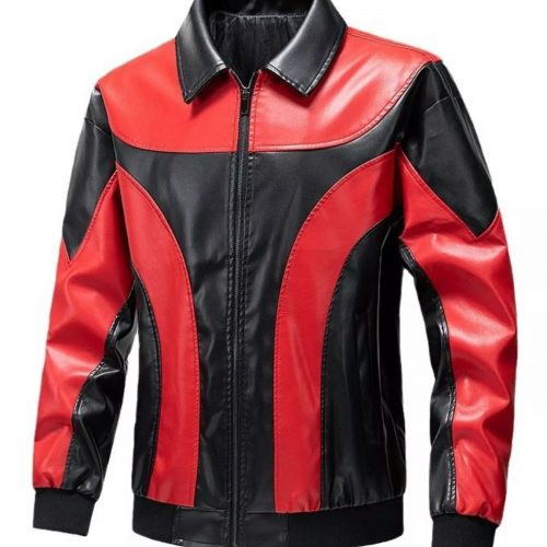 Men's Two-Tone Zip Up Leather Jacket
